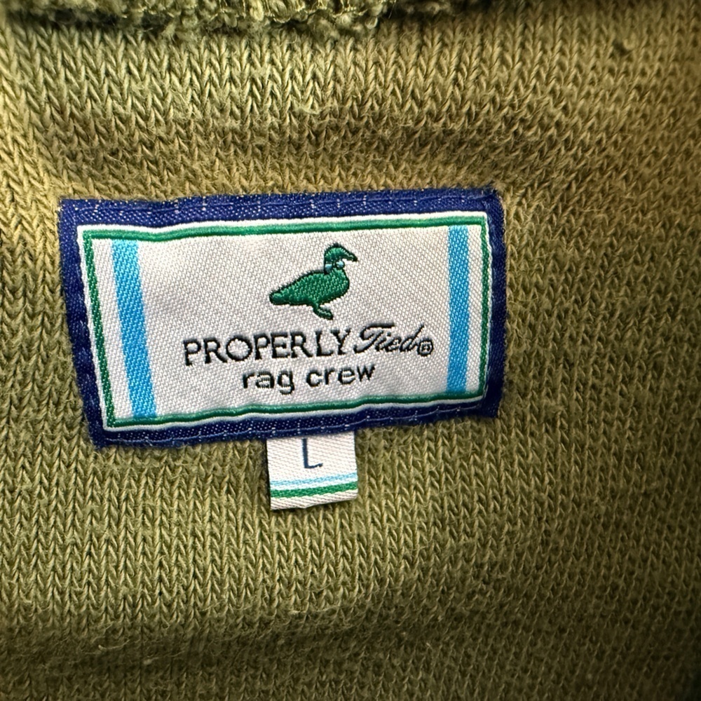Men’s PROPERLY TIED Olive green Rag Crew sweatshirt- Size large - Picture 8 of 8